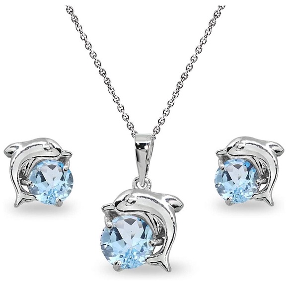 Dolphin Gemstones Sterling Silver Set - Picture 2 of 9